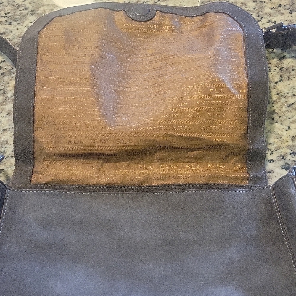 Ralph Lauren Dark Gray Leather Messenger Bag - Picture 4 of 5